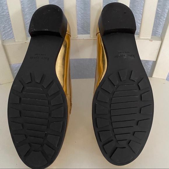 -Kate Spade Metallic Gold Loafers - Picture 8 of 12